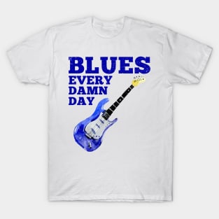 Blues Every Damn Day Music Blues Folk Guitar Trumpet Band T-Shirt